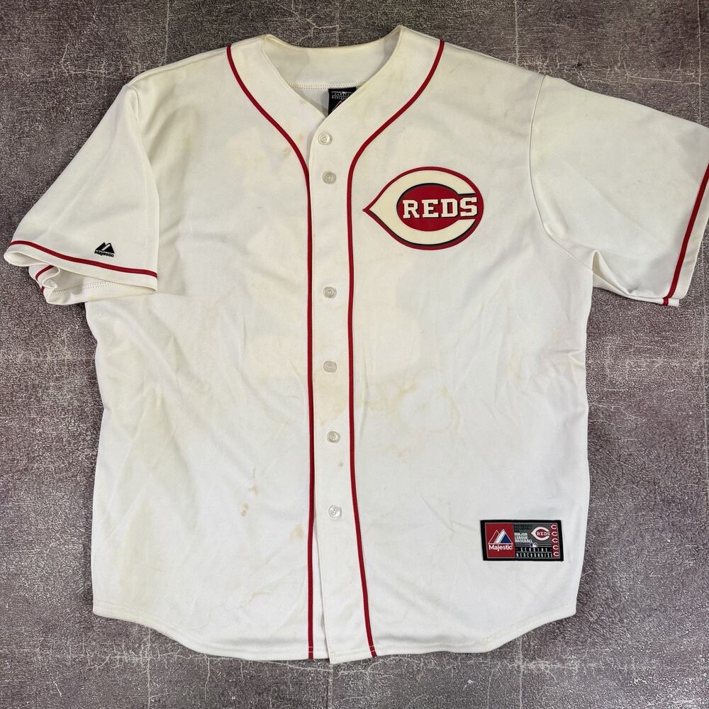 Men's Vintage Y2K Majestic Cincinnati Reds Jay Bruce White Red Home Jersey Sz XL